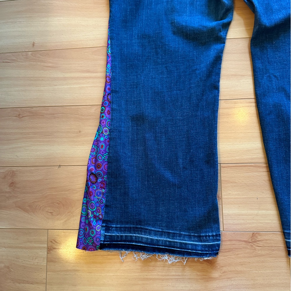 Hand Crafted Blue Purple Flare Jeans Lee modern series curvy bootcut 24W petite - Picture 12 of 15